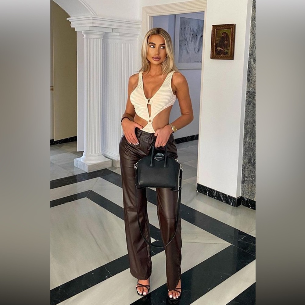 Chocolate Faux Leather Pants PRETTY LITTLE THING